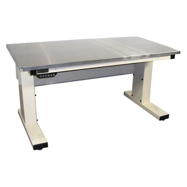 Proline Adjustable Desk, 72" D, 30" W, 30-1/2" to 46-1/2" H, Light Beige, Steel