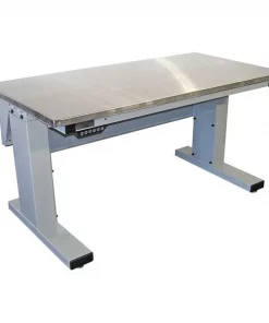 Proline Adjustable Desk, 72" D, 30" W, 30-1/2" to 46-1/2" H, Light Gray, Steel