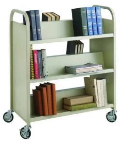Safco DoubleSided Book Cart, Steel 6 Shelf Cart