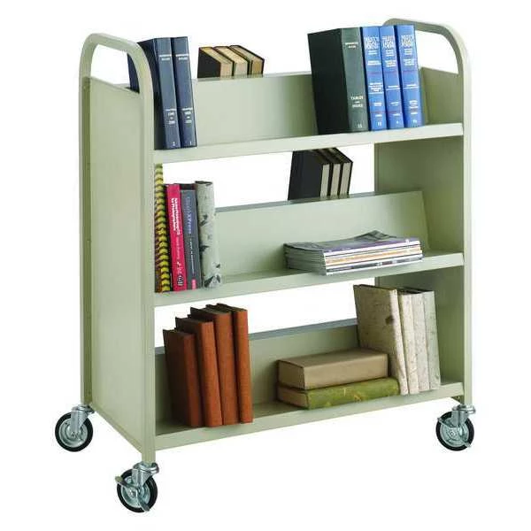 Safco DoubleSided Book Cart, Steel 6 Shelf Cart