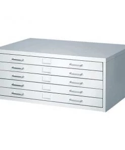 Safco 40-1/4" W 5 Drawer Facil Flat File Cabinet, Light Gray