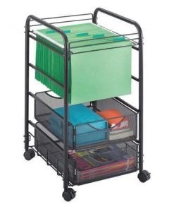 Safco Onyx Mesh Open File, w/Drawers