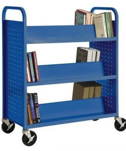 Sandusky Book Truck, 46Hx37W In, 6 Shelves, Blue