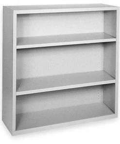 Atlantic Metal 3-Shelf Stationary Bookcase, 42"x36" Dove Gray