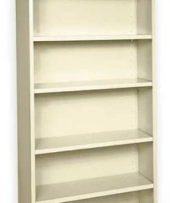 Atlantic Metal Bookcase, Steel, 6 Shelf, Putty, 84HX36W
