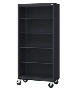 Atlantic Metal 5-Shelf Mobile Bookcase, 78"x36" Black