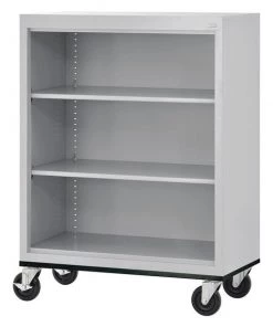 Atlantic Metal 3-Shelf Mobile Bookcase, 48"x36" Dove Gray