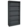 Atlantic Metal Bookcase, Steel, 5 Shelf, Black, 72HX36W