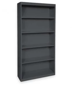Atlantic Metal Bookcase, Steel, 5 Shelf, Black, 72HX36W