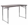 Flash Furniture Rectangle Plastic Table, 23.5''W x 48.25''L, 23.5" W, 48.25" L, 29.5" H, Plastic Top, Brown