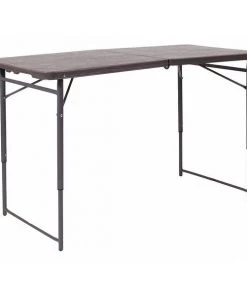 Flash Furniture Rectangle Plastic Table, 23.5''W x 48.25''L, 23.5" W, 48.25" L, 29.5" H, Plastic Top, Brown