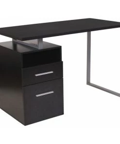 Flash Furniture Computer Desk, 23-1/2" D, 47" W, 30-1/2" H, Dark Ash, Metal, Table Top: Wood