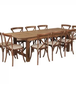 Flash Furniture Rectangle Antique Farm Table, 40" W, 96" L, 30" H, Wood Top, Wood Grain