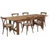 Flash Furniture Rectangle Antique Farm Table, 40" W, 96" L, 30" H, Wood Top, Wood Grain