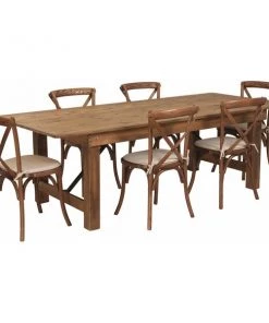 Flash Furniture Rectangle Antique Farm Table, 40" W, 96" L, 30" H, Wood Top, Wood Grain