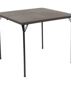 Flash Furniture Square Folding Table, 34" W, 34" L, 28.5" H, Plastic Top, Grey