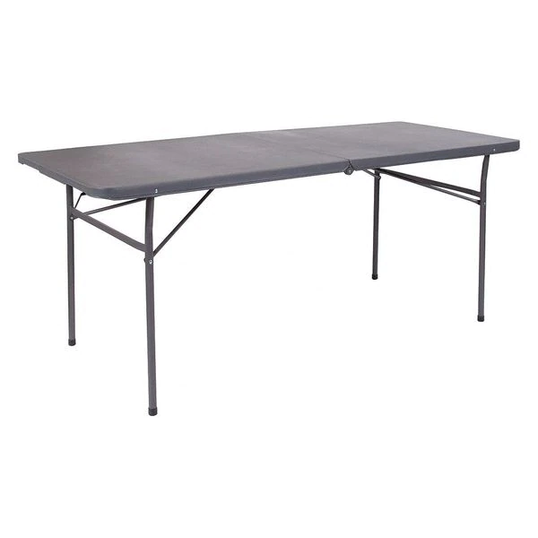 Flash Furniture Rectangle Folding Table, 30" W, 72" L, 29" H, Plastic Top, Grey