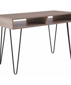Flash Furniture Rectangle Computer Table, Black, Metal, Legs, Oak, 43.25" X 21.5" X 30", Laminate Top, Wood Grain