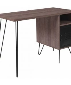 Flash Furniture Contemporary Desk, 21-1/2" D, 43-1/4" W, 30" H, Rustic, Particleboard, Table Top: Laminate