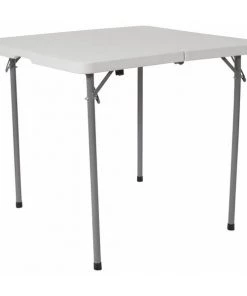 Flash Furniture Square Folding Table, 33.5" W, 33.5" L, 29" H, Plastic Top, White