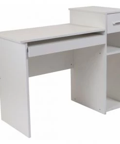Flash Furniture Computer Desk, 19" D, 42" W, 29-1/2" H, White, Laminate, Table Top: Wood