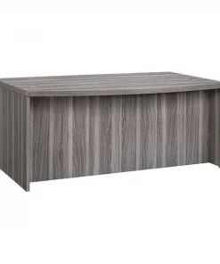 Mayline Bow Front Desk, 42" D, 72" W, 29-1/2" H, Gray Steel, MDF (Medium Density Fiberboard) - Platform