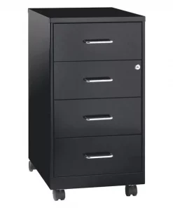 Space Solutions Mobile Organizer, 18" Deep, 4 Drawer, Black