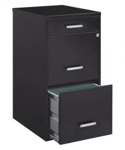 Space Solutions File Cabinet, 18" Deep, 3 Drawer, Black