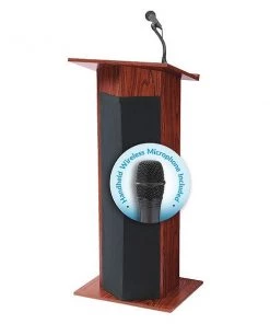 Oklahoma Sound Pwr Plus Wireless Sound Lectern, Mahogany