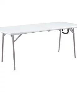 National Public Seating Rectangle Fold-in-Half Table, Gray, 30"x72", 30" W, 71.8" L, 29-1/2" H, High Density Polyethylene Top