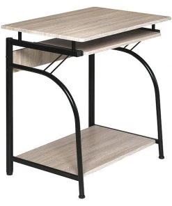 Onespace Computer Desk, 19.6" D, 29-1/2" W, 27-1/2" H, Light Oak, Medium Density Fiberboard