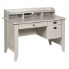 Onespace Executive Desk, 21-1/2" D, 47-1/4" W, 36-1/4" H, White Oak, Wood Grain Melamine