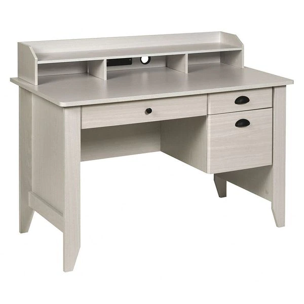 Onespace Executive Desk, 21-1/2" D, 47-1/4" W, 36-1/4" H, White Oak, Wood Grain Melamine