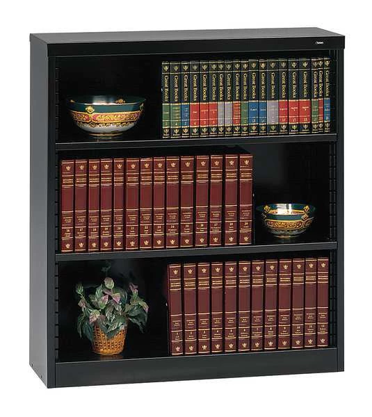 Tennsco 3-Shelf Stationary Bookcase, 42"x38" Black