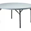 Zoro Select Round Folding Table, 60" dia. W, 30" H, Blow Molded Polypropylene Top, White