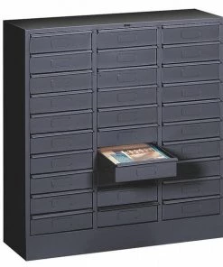 Tennsco 30 2/3 in W 30 Drawer Horizontal Literature Organizer, Black