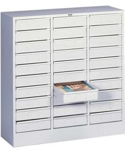 Tennsco 30 2/3 in W 30 Drawer Horizontal Literature Organizer, Light Gray