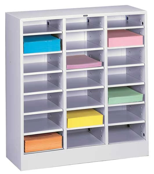 Tennsco Literature Sorter 21 Compartments, 30-5/8"W x 14-1/4"D Light Gray