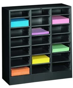 Tennsco Literature Sorter 21 Compartments, 30-5/8"W x 14-1/4"D Black