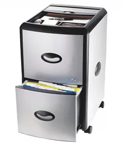 Storex 19" W 2 Drawer Mobile Filing Cabinet, Black/Silver, Letter