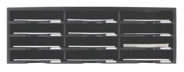 Storex Literature Sorter 12 Compartments, 31-13/32"W x 13-5/16"D Black