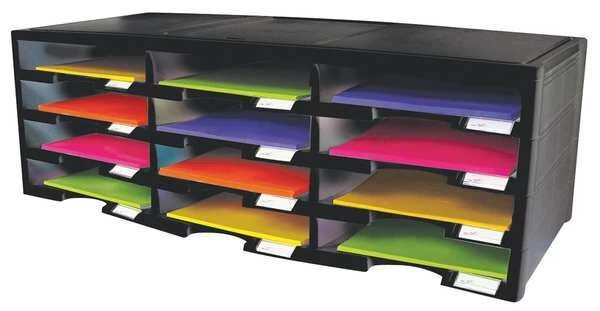 Storex Literature Sorter 12 Compartments, 31-13/32"W x 13-5/16"D Black - Image 2