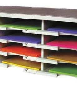 Storex Literature Sorter 12 Compartments, 31-13/32"W x 13-5/16"D Gray