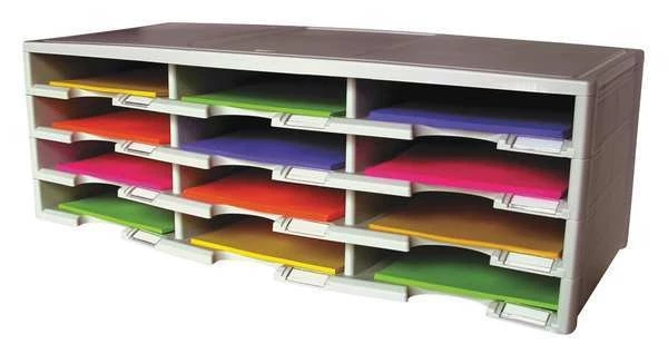 Storex Literature Sorter 12 Compartments, 31-13/32"W x 13-5/16"D Gray