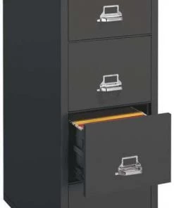 Fireking 12-15/16" W 4 Drawer Fire-Resistant Filing Cabinet, Black, Letter