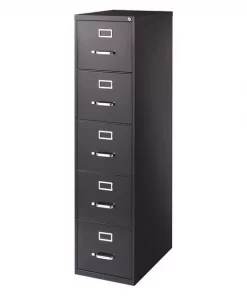 Hirsh 15" W 5 Drawer File Cabinet, Black, Letter