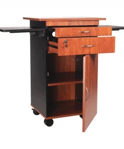 Oklahoma Sound Multimedia Cart, 38" H, 35 lb Ld Cap., Teak