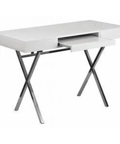 Flash Furniture Computer Desk, 21-5/8" D, 44-1/4" W, 30-1/2" H, White, Plastic, Table Top: Laminate