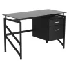 Flash Furniture Glass Desk, 22-1/2" D, 46" W, 30" H, Black, Metal, Table Top: Glass