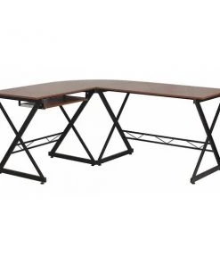 Flash Furniture L Shaped Desk, 50" D, 87" W, 29-3/4" H, Teakwood, Laminate